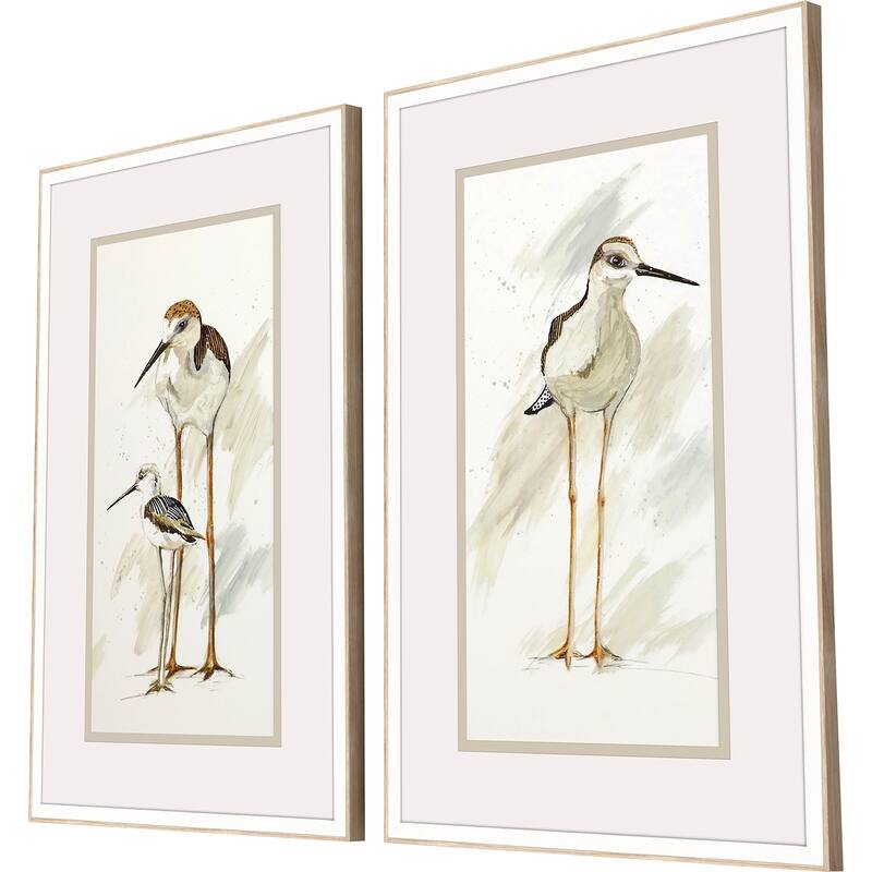 Stilt Birds S/2 Framed Art Under Glass - Brown