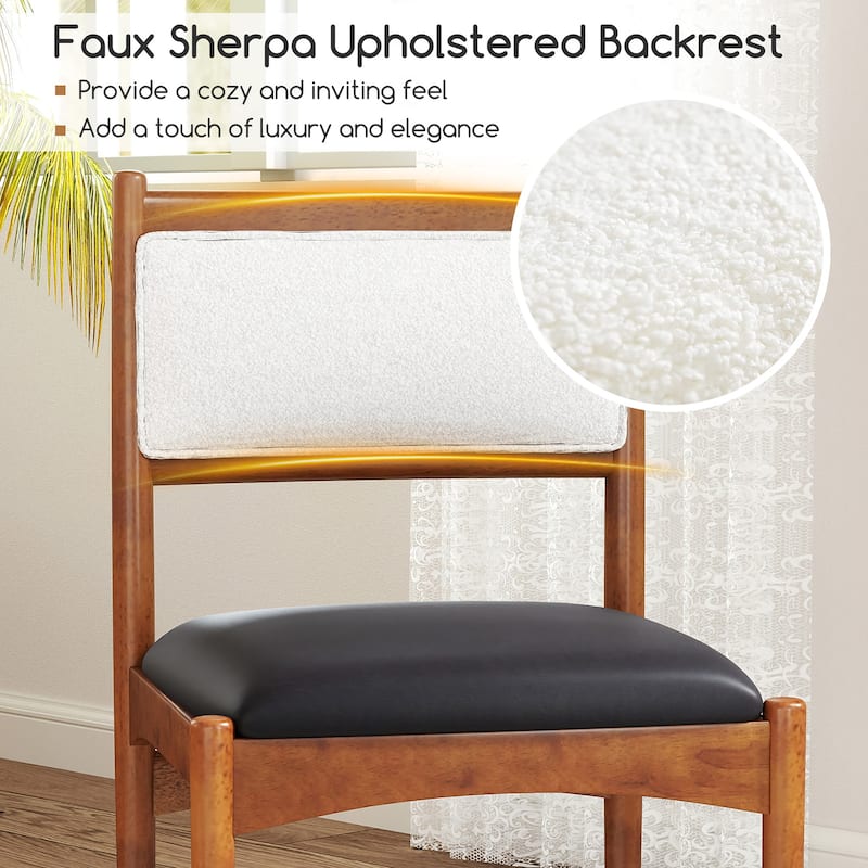 Gymax Wooden Dining Chair Set of 2 w/ Rubber Wood Frame Faux Leather
