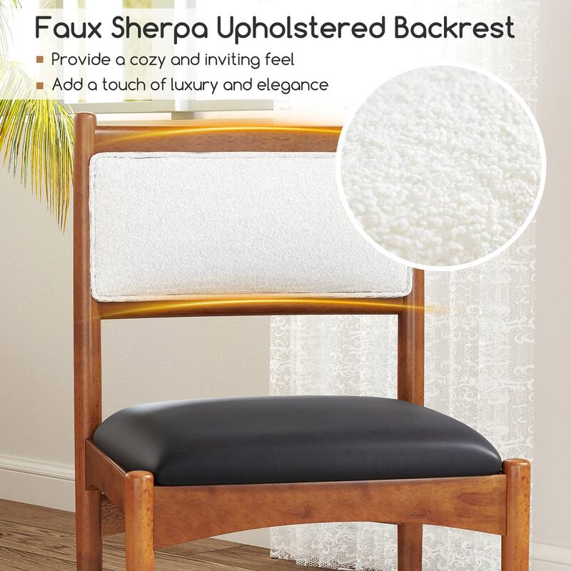 Gymax Wooden Dining Chair Set of 4 w/ Rubber Wood Frame Faux Leather