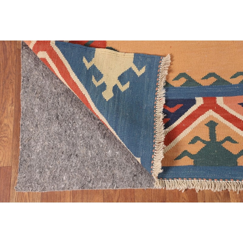 Geometric Kilim Shiraz Persian Area Rug Flatweave Wool Carpet - 4'11"x 6'5"