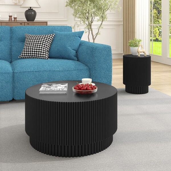 Round Magnesium Oxide Coffee Table, Indoor/Outdoor - Bed Bath