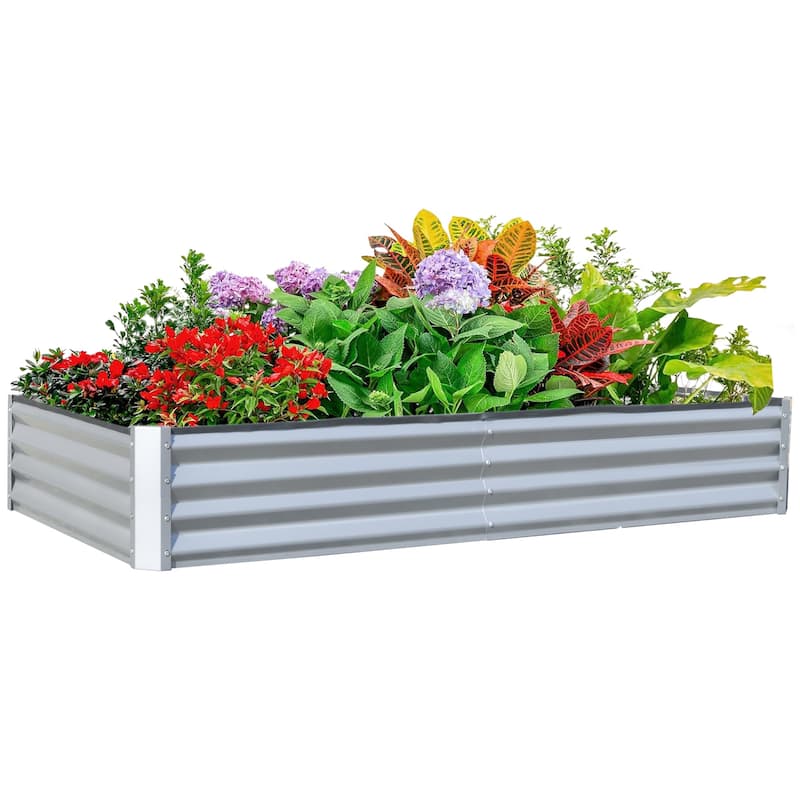 Wavy Garden Beds Village Garden Beds Rectangular Garden Beds with Open Base and Support Rods for Backyard Patio Outdoor