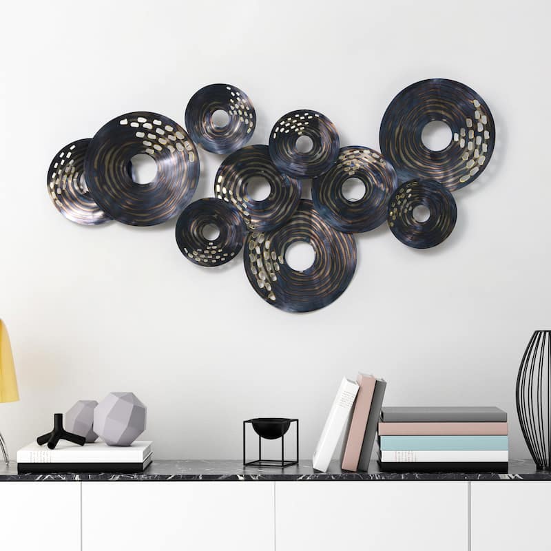 Colorful Hand Painted Etched Metal Wall Sculpture