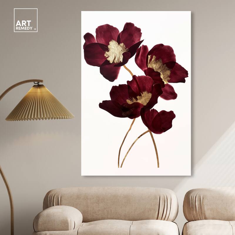 Art Remedy Wine Flowers Gallery Wrapped Floral Fine 1 Piece Canvas Wall Art