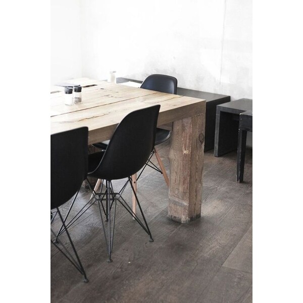 Wooden Dining Table and 4 Eiffel Chairs Plastic DSW Designer Home Kitchen Set