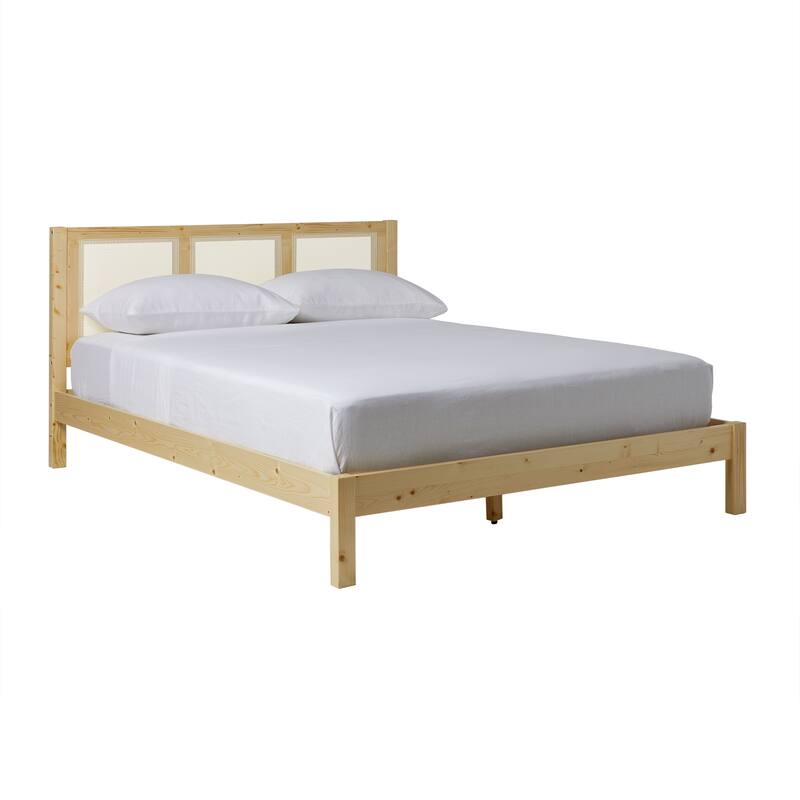 Middlebrook Designs Boho Solid Wood Rattan Headboard Queen Bedframe