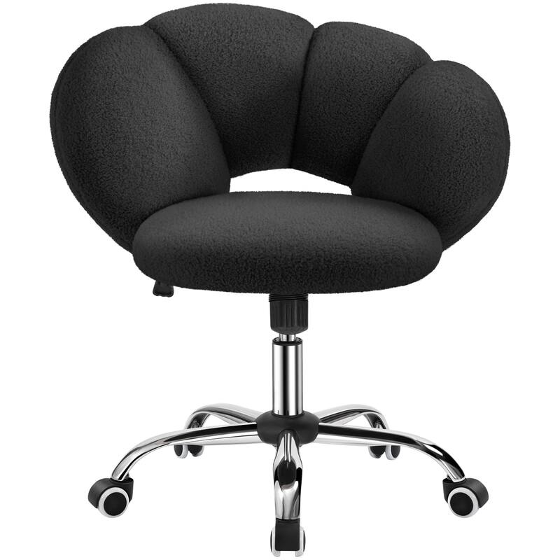 Yaheetech Upholstered Desk Chair Rolling Computer Chair with Cloud-shaped Backrest