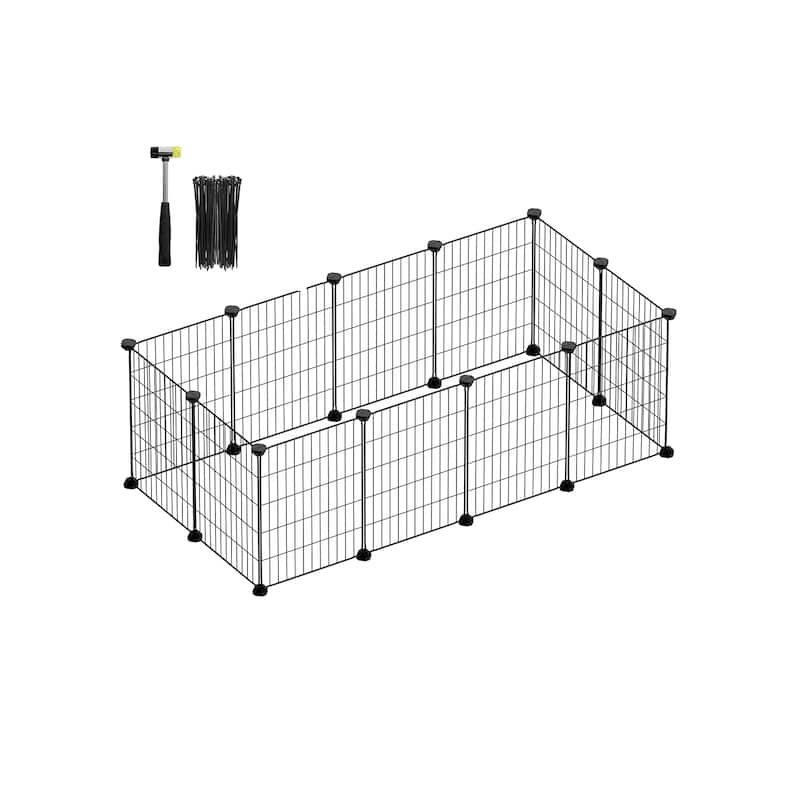 DIY Pet Playpen with Cable Ties - 48.4"L x 24.8"W x 16.1"H - Black