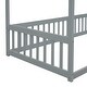 preview thumbnail 11 of 18, Twin Canopy Floor Bed with Fence and Guardrails for Kids, Toddler Safe Design