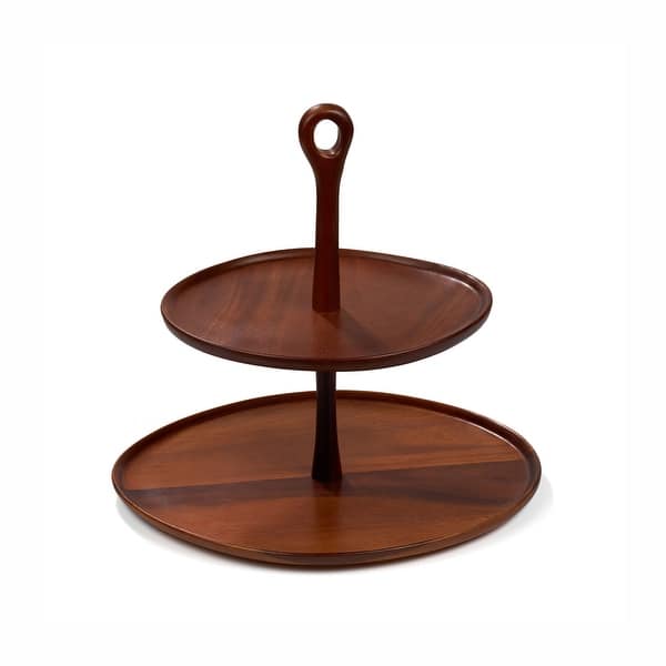 Nambe Portables Wood Tiered Dessert Stand - 12 Inch