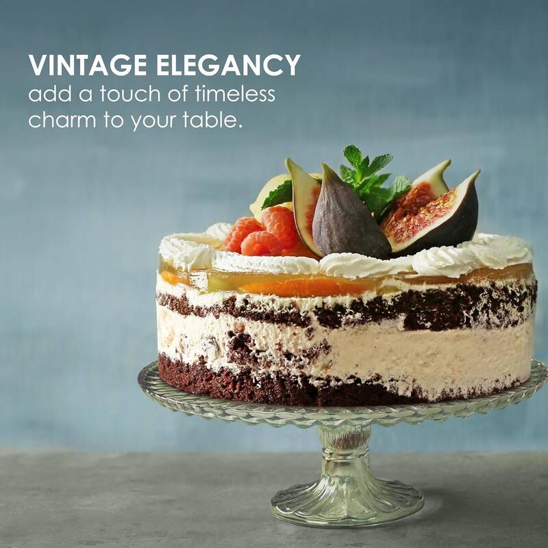 Amici Home Rochester Vintage Footed Glass Cake Plate - 10.5” D x 3.75” H