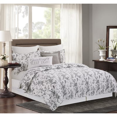 Bleighton Black Toile Cotton Quilt Set - Reversible and Machine Washable