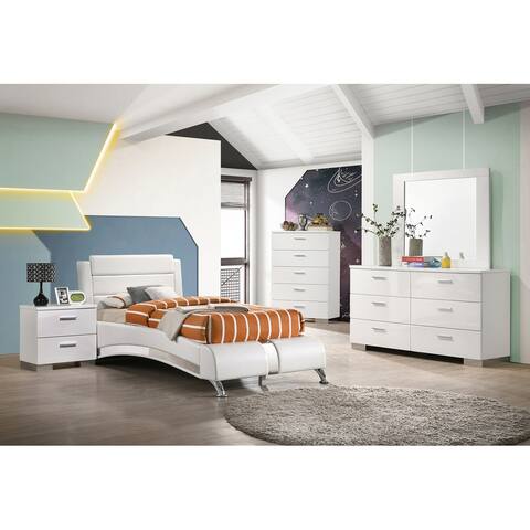 Strick & Bolton Shauf Glossy White Platform Bed Set