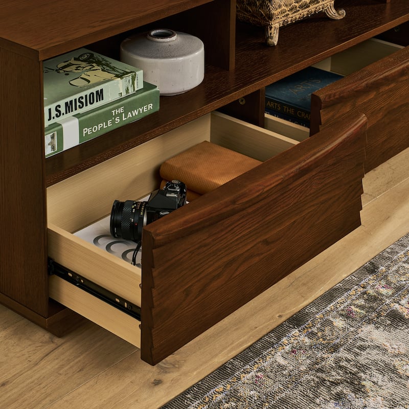 Mid-Century Modern TV Stand for TVs up to 75", Living Room Entertainment Cabinet Media Console Table with Drawers