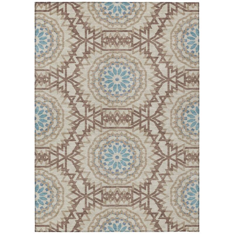 HomeRoots Floral Medallion Transitional Rectangle Outdoor Rug