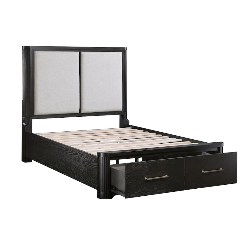 Charcoal Finish Platform Bed with Storage Drawers 1pc