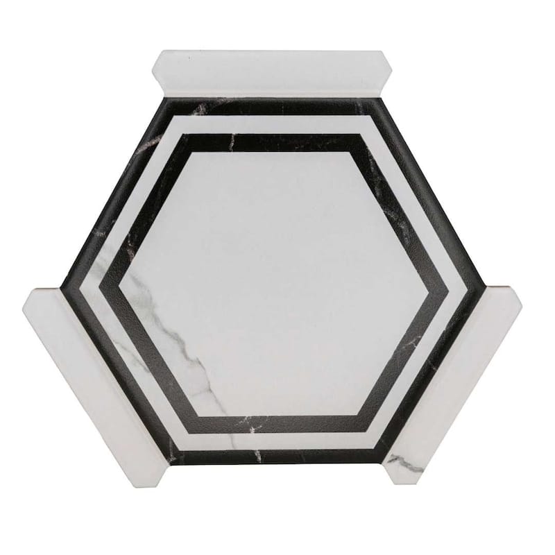 Kykuit 8.6x9.8 Satin Porcelain Hexagon Tile - Floor, Wall, Backsplash - 8.6 x 9.8 Sample - White