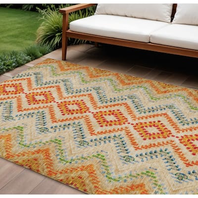HomeRoots Geometric Transitional Rectangle Outdoor Rug