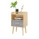 preview thumbnail 29 of 38, Kids Wood Side Table Nightstand With Fabric Drawer and 2-Tier Shelf