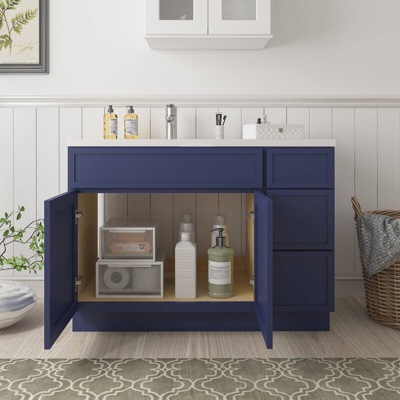 Vanity Art 42" Birch Freestanding Bathroom Vanity Cabinet without Top