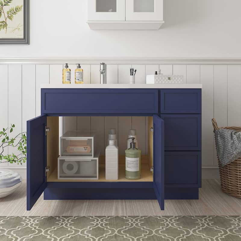 Vanity Art 48" Birch Freestanding Bathroom Vanity Cabinet without Top