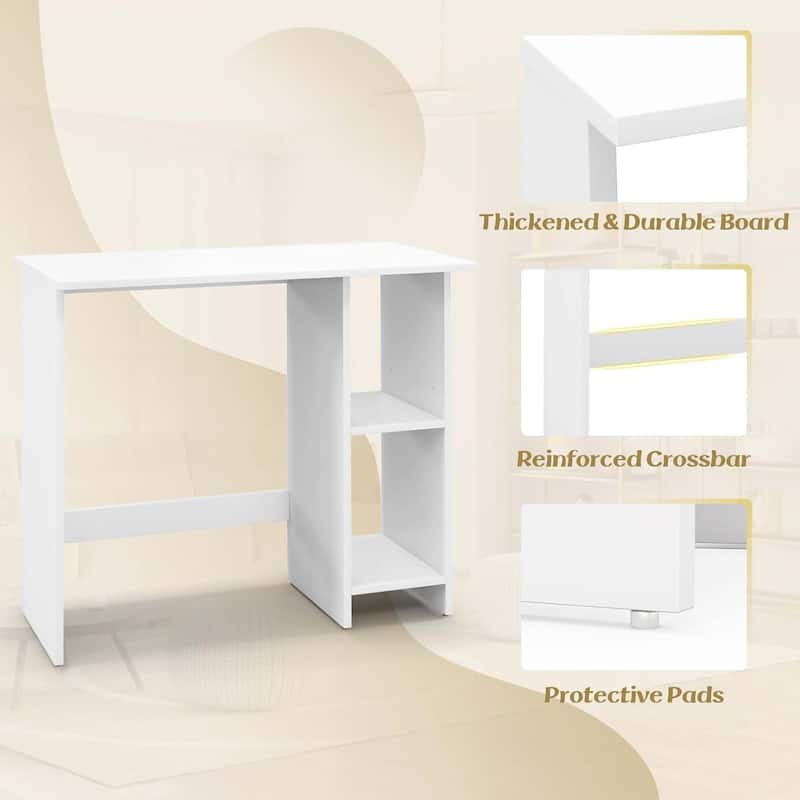 31.5'' Writing Desk Wood Vanity Makeup Table w/ Storage Shelves