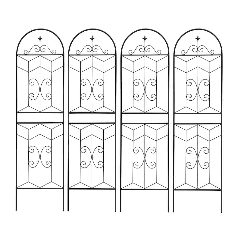 4 Pack Metal Garden Trellis Rustproof Trellis for Climbing Plants Outdoor Flower Support Black