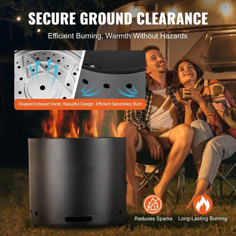 Stainless Steel Smokeless Fire Pit for Patio, Wood Stove