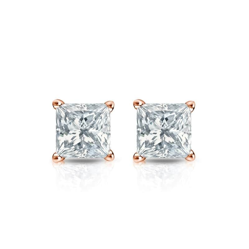 Auriya 14-karat Gold Lab Grown 0.40 carat TDW Princess Diamond Stud Earrings 4-Prong Basket Screw-back