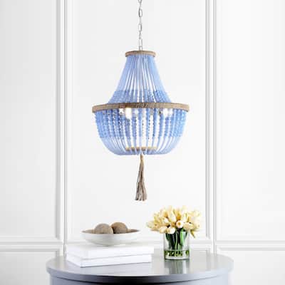 SAFAVIEH Lighting Kristi Adjustable 3-light Blue Pendant Lamp - 16.5"x16.5"x29.75- 111.75"