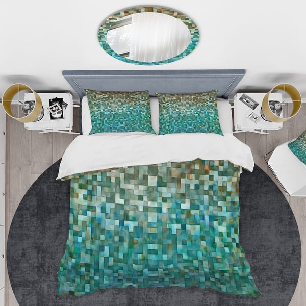 Shop Designart Blocked Abstract Geometric Bedding Set Duvet