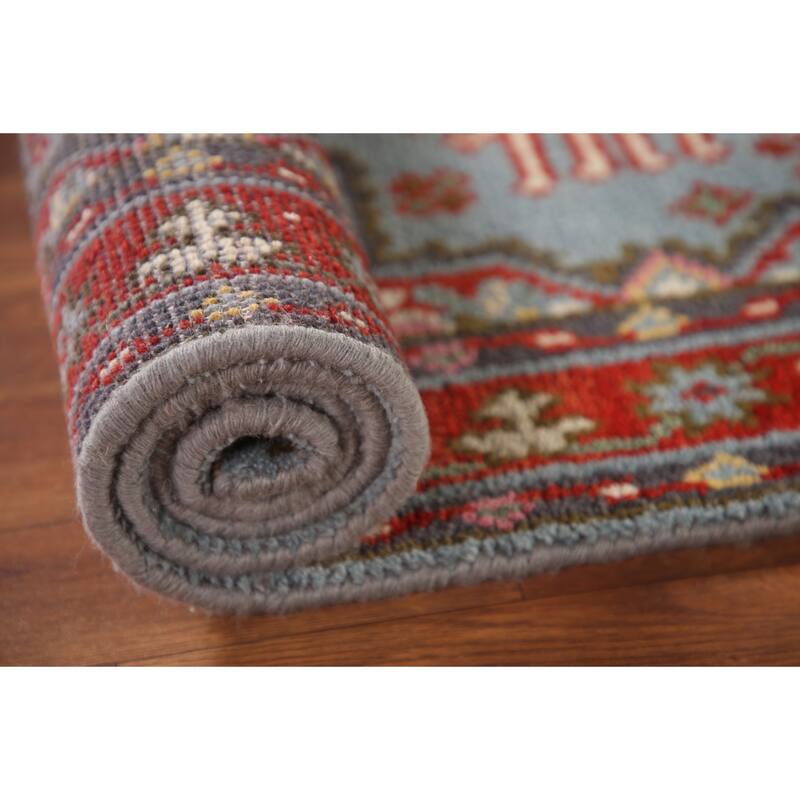 Geometric Heriz-Serapi Accent Rug Hand-Knotted Wool Carpet - 2'11"x 5'1"