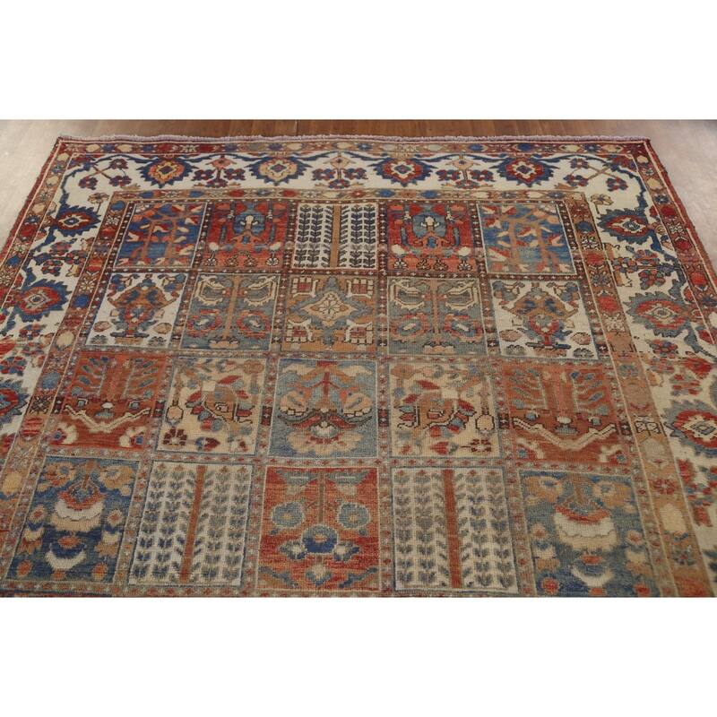 Geometric Bakhtiari Persian Vintage Rug Handmade Wool Carpet - 6'10"x 10'2"