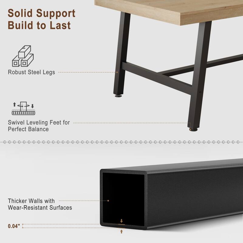 71 Inch Rectangular Dining Table, with Adjustable Feet