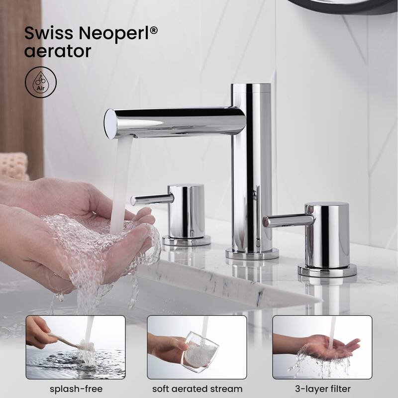 Circular 8" Bathroom Sink Widespread Faucet with Drain Assembly