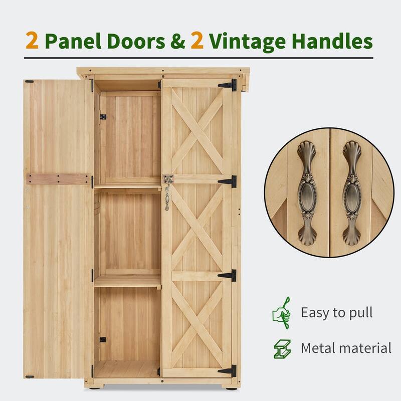 MCombo Outdoor Storage Cabinet Shed, Garden Tool Shed with Lock, Wooden 1628