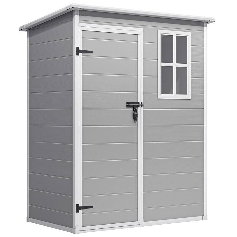 5' x 3' All Weather Durable Resin Outdoor Storage Shed with Floor for Patio Furniture and Tools