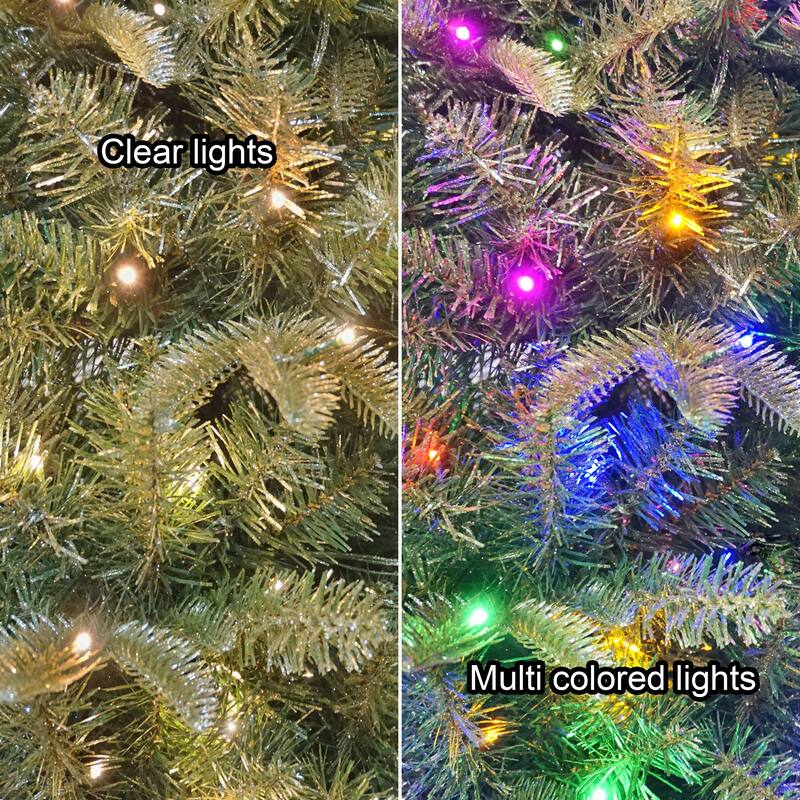 Puleo International 7.5' Pre-Lit Artificial Yardley Spruce Pencil Tree with 350 Dual-Color LED Lights