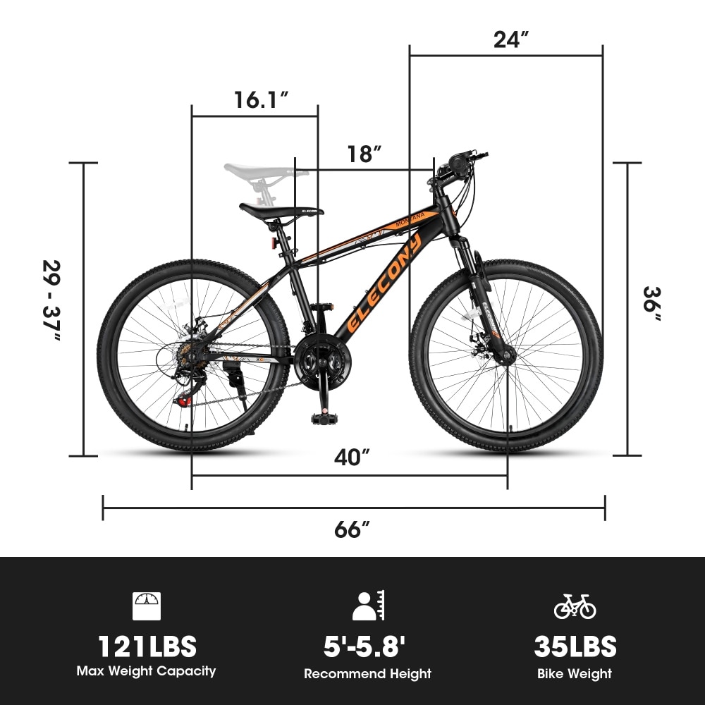24 in. Aluminium Mountain Bike for Adults with 21 Speed Disc Brake Bed Bath Beyond 38283627