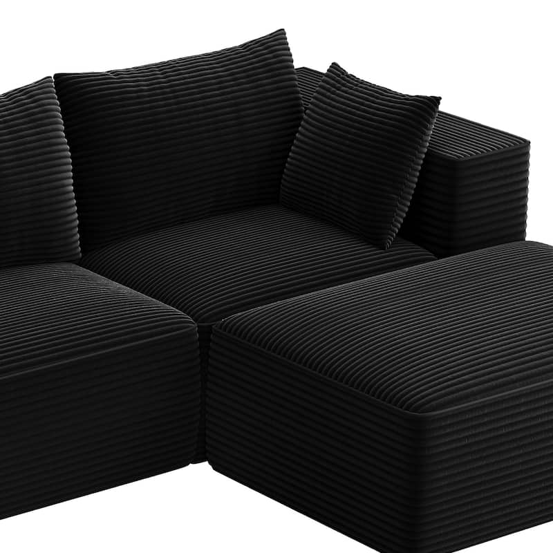 Moasis L Shaped Cloud Upholstered Couches Sectional Sofa with Deep Seat for Living Room or Bedroom