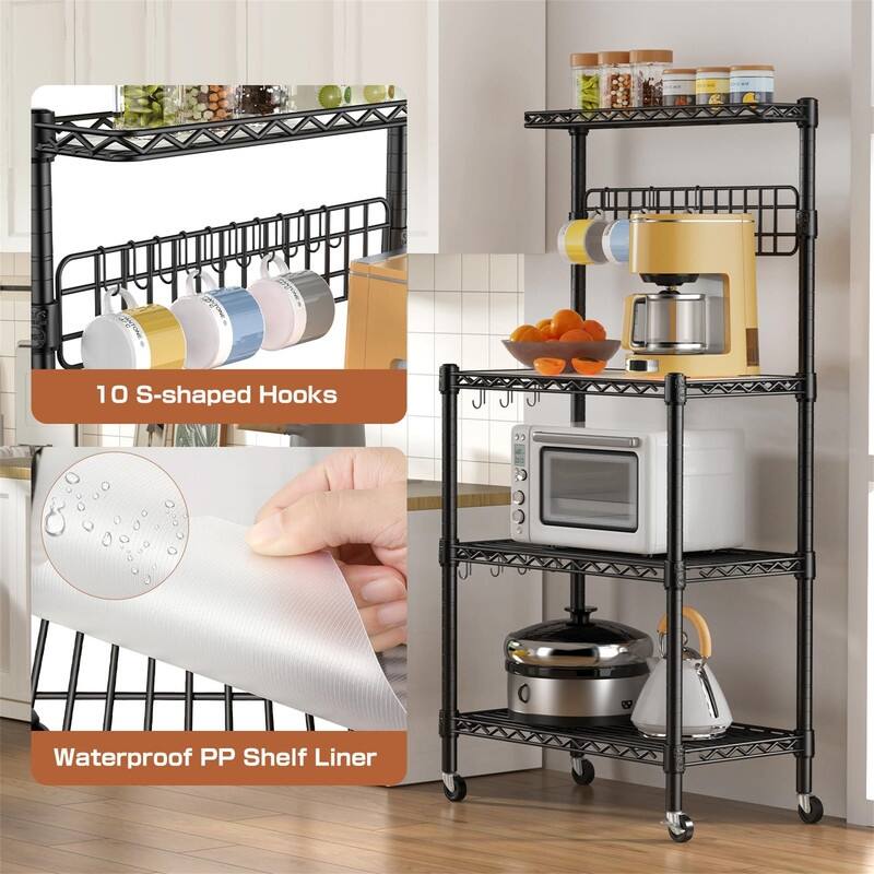 Bakers Rack for Kitchen with Storage - 14"D x 30"W x 59"H