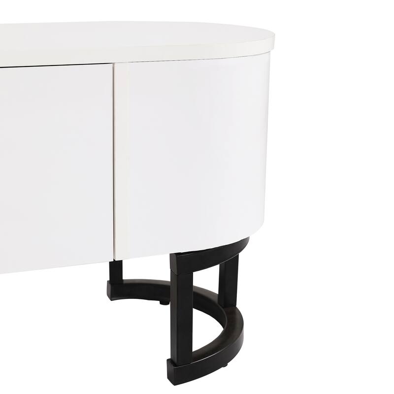 67.7"-76.4" Modern TV Stand with Adjustable Length & Height, 3 Storage Drawers, Metal Legs for Living Room