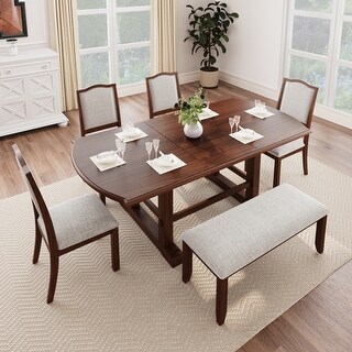 Extendable Dining Table 6 Piece Dining Set - Bed Bath & Beyond - 41405856