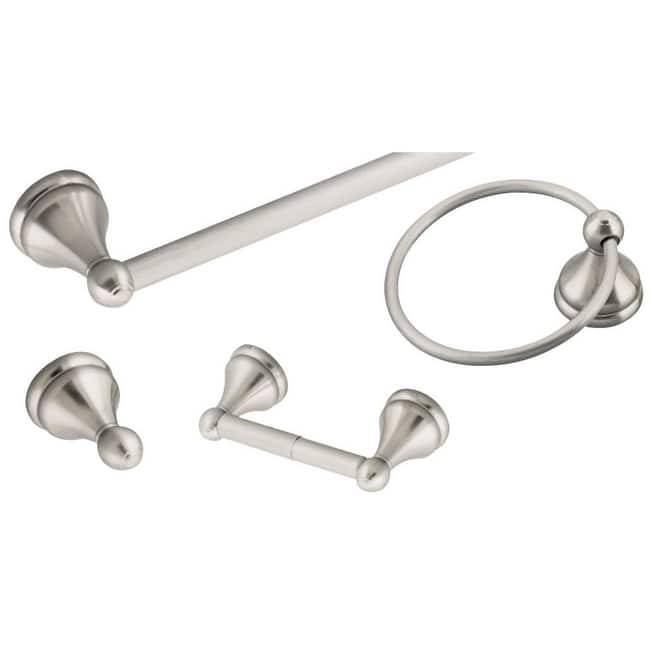Design House Bathroom Accessory Set with 24" Towel Bar, Towel Ring, - Satin Nickel
