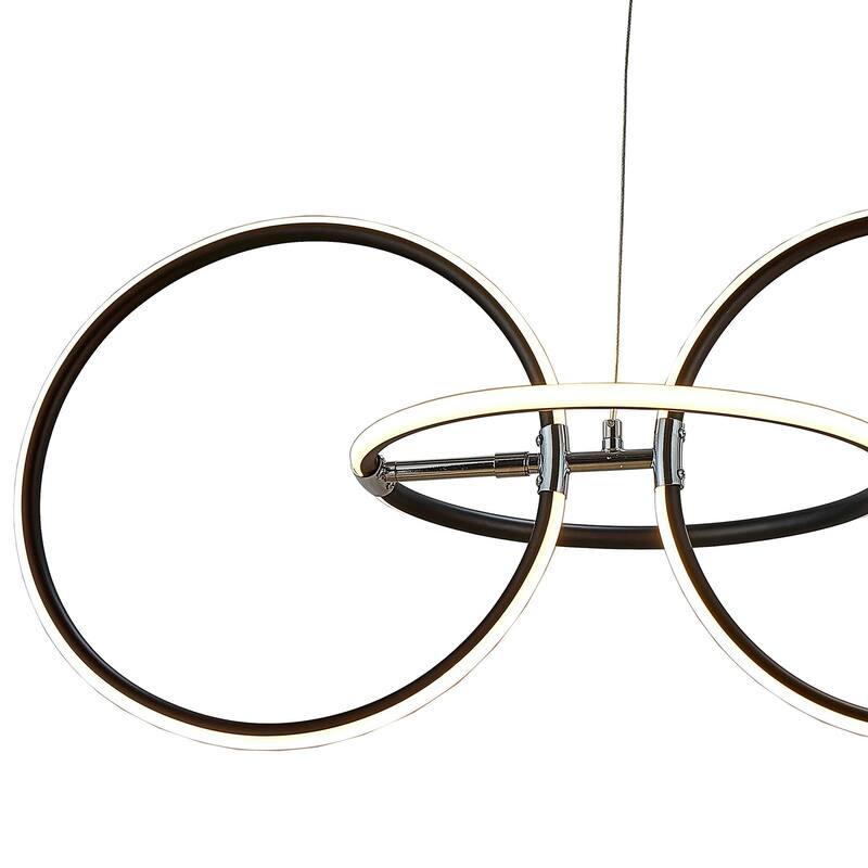 5 Light LED Array Pendant in Black Finish, Chained Ring Design - Black Finish