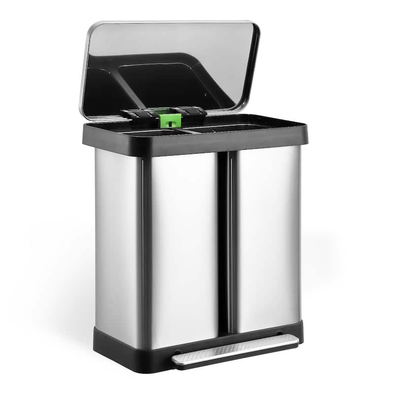 Stainless Steel Dual Trash Can - 19 Gallons