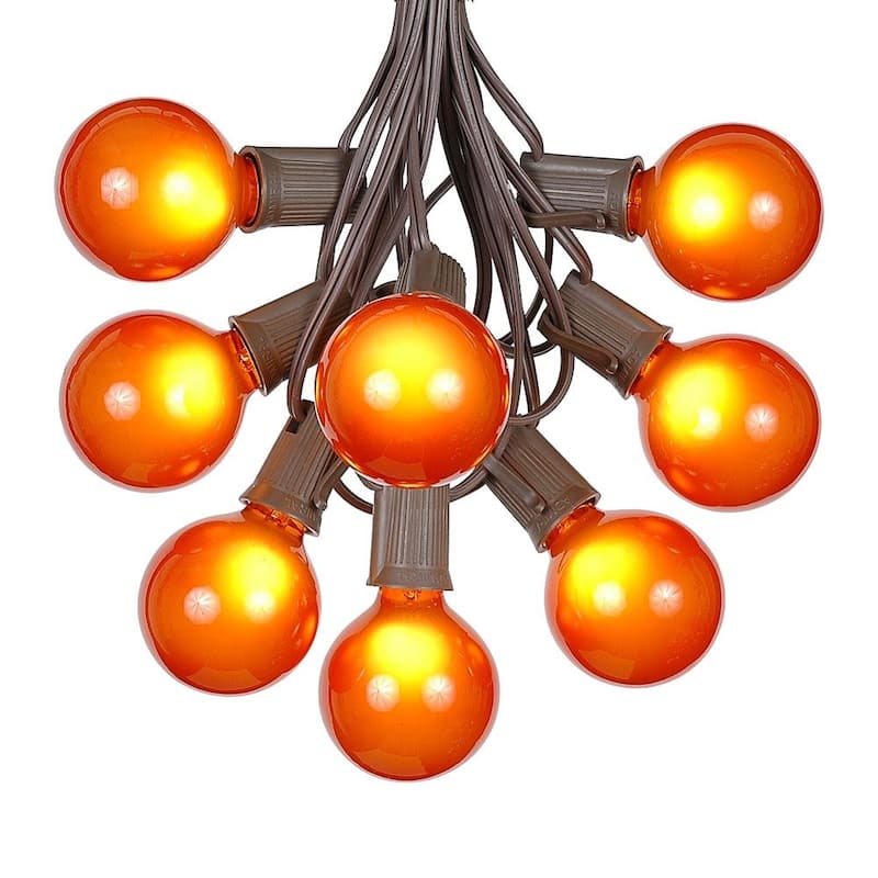 25 Foot G50 Outdoor Globe Patio String Lights - Set of 25 G50 Globe Bulbs - Orange