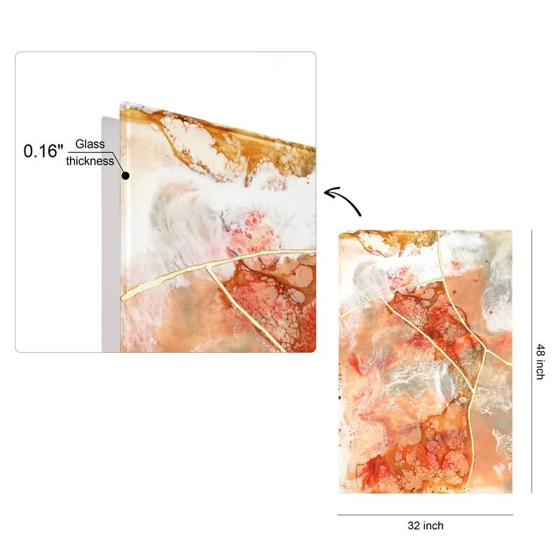 "Coral Lace I" Frameless Free Floating Tempered Glass Panel Graphic Wall Art