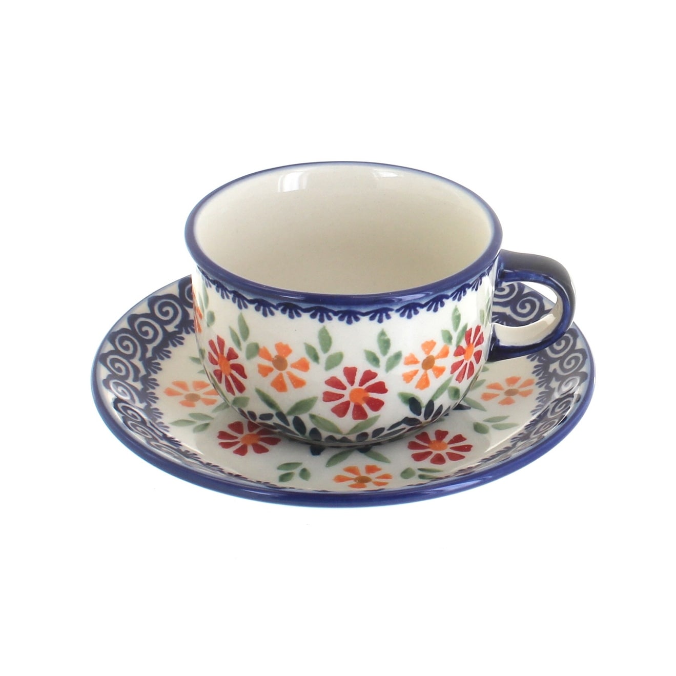 Blue Rose Polish Pottery F079 Manufaktura Cup & Saucer