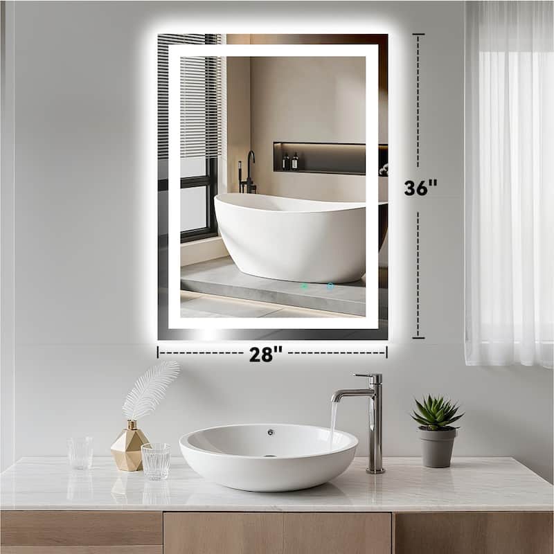 Frameless LED Bathroom Mirror with High Luminosity and Anti-Fog Technology, Wall-Mounted Rectangle Vanity Mirror